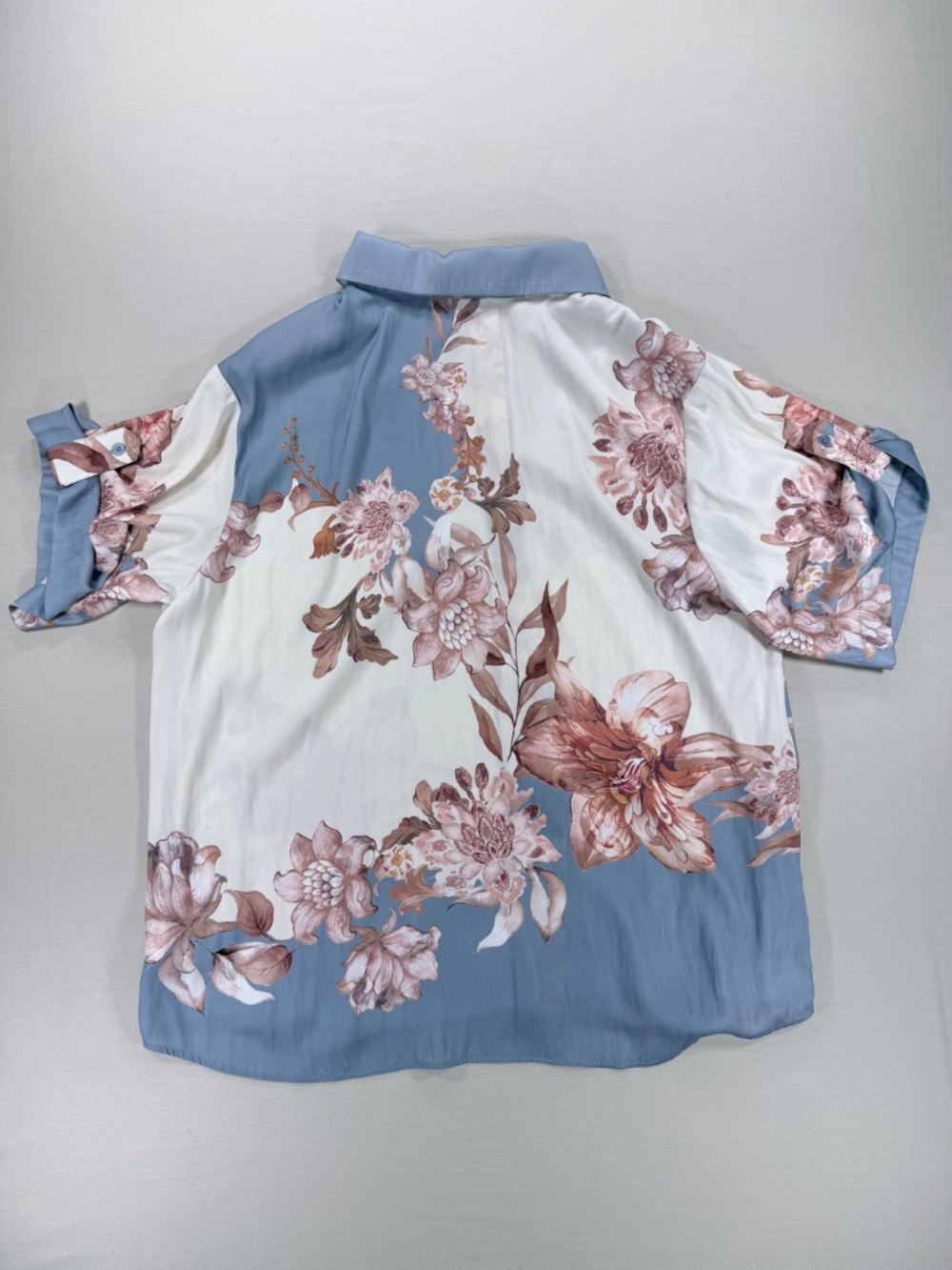 Rachel Zoe Floral Colorblock Short-Sleeve Button-Down Blouse XL - Picture 5 of 5
